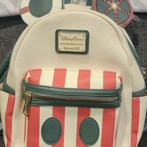 Disney Parks Loungefly Striped Mini Backpack in Coral, Cream & Teal